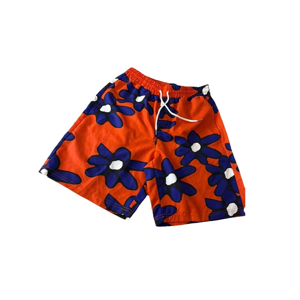 NWT ROMWE Mens Floral Shorts Trunks Purple Orange‎ Spring Summer Art Core Size M